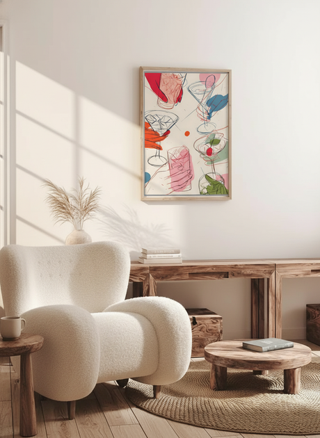 farverige cocktails plakat – interiør mockup