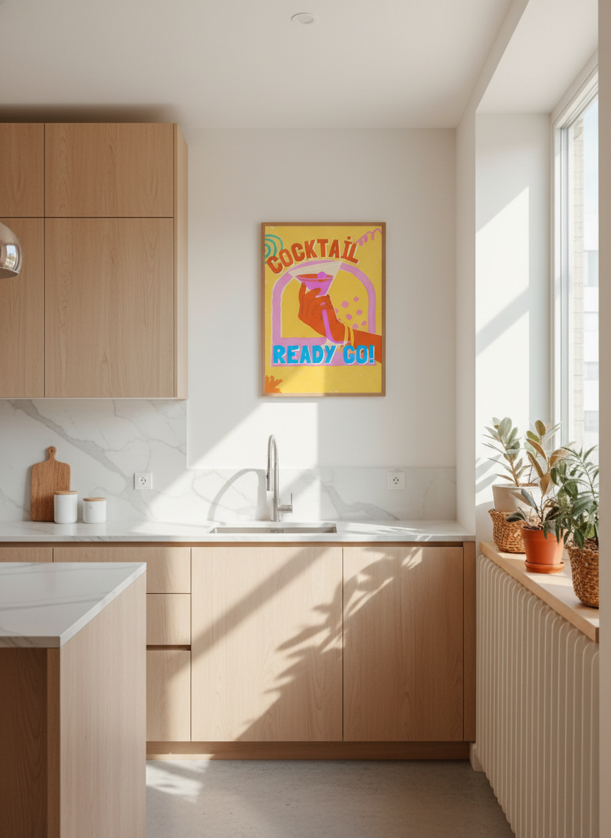 festklar cocktail plakat – interiør mockup