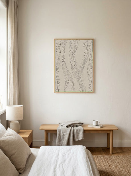 Fold I Plakat i ramme på væg i soveværelse