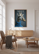 Giraf i blå strik plakat
