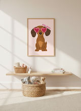 Gravhund med hjertebriller plakat
