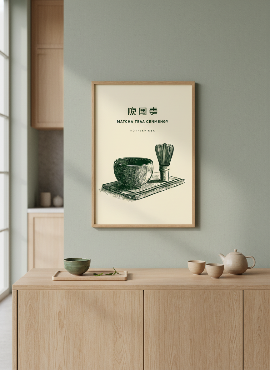 japansk matcha te plakat – interiør mockup