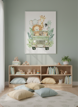 Jungledyr i jeep plakat