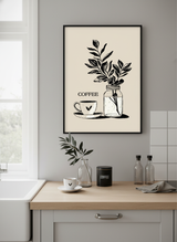 kaffekop og kvist plakat – interiør mockup