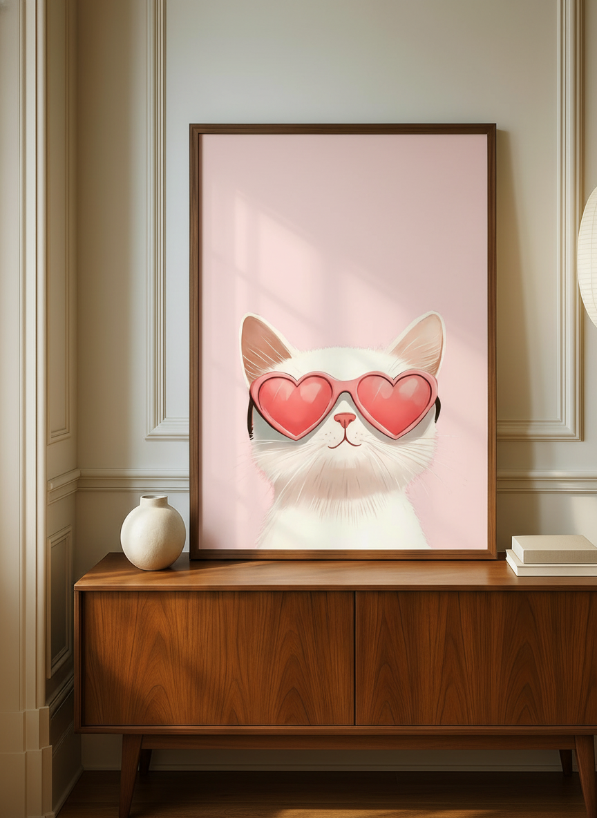 Kat med hjertebriller plakat