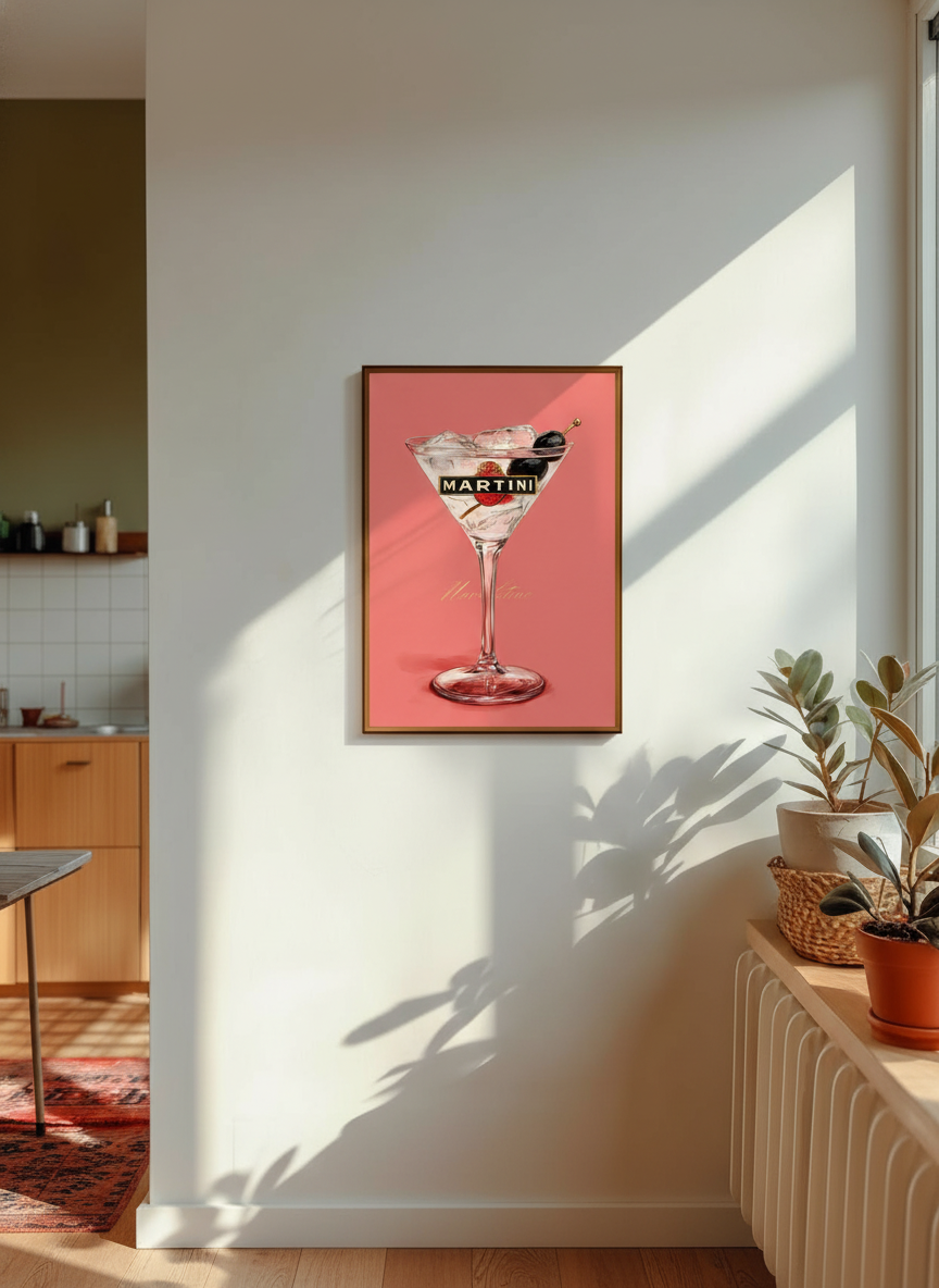 klassisk martini plakat – interiør mockup