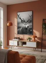 Kronhjort sort hvid plakat
