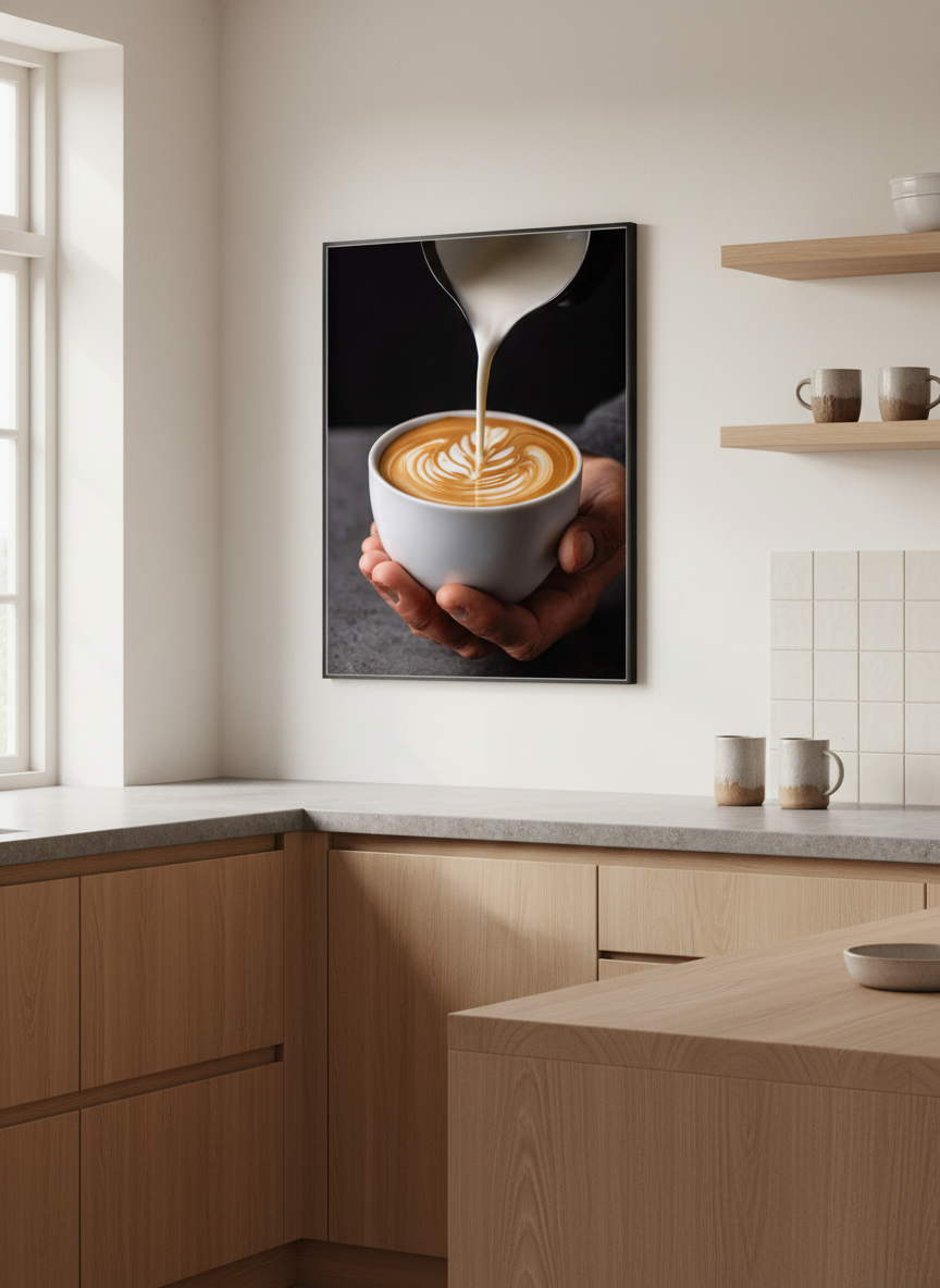lattekunst plakat – interiør mockup