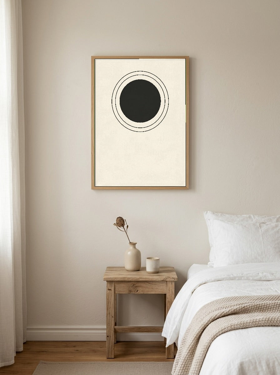 Måne I Plakat i ramme på væg i soveværelse