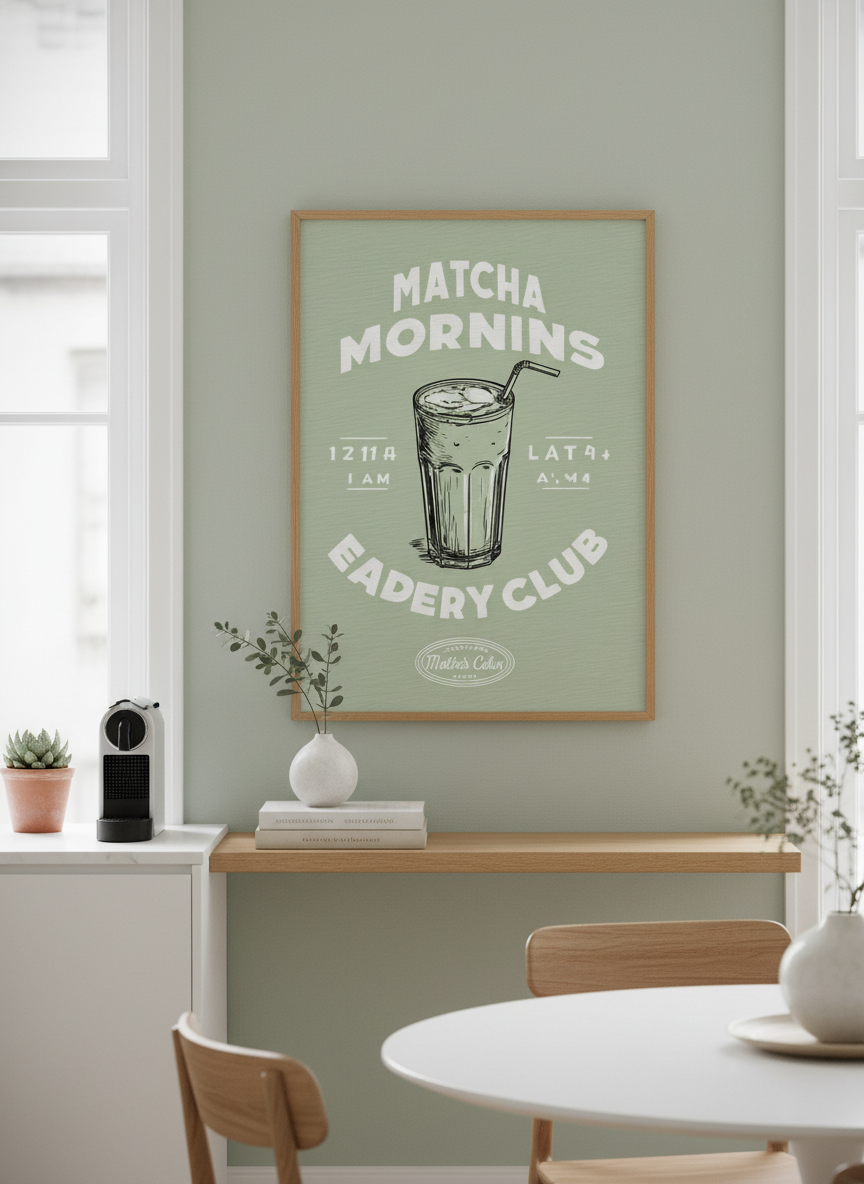 matcha morgen plakat 1 – interiør mockup