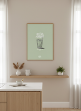 matcha mornings plakat – interiør mockup