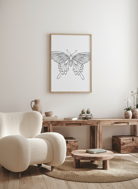 Minimalistisk sommerfugl plakat