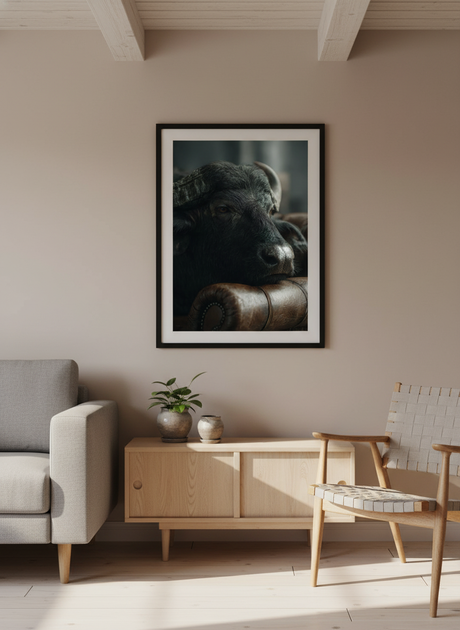 Nærbillede af bøffel plakat