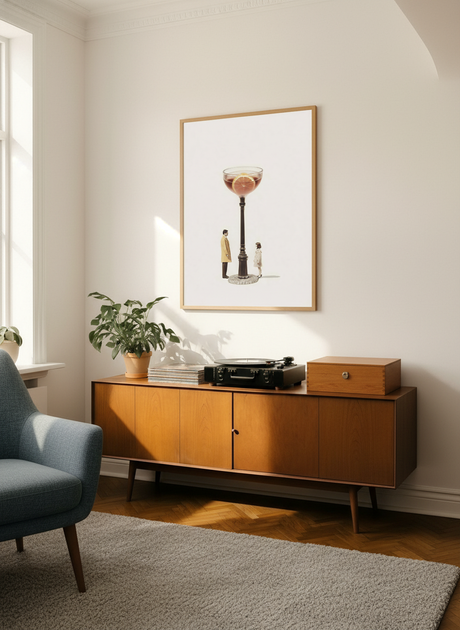 par under cocktailglas plakat – interiør mockup