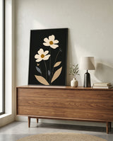 plakat mockup for minimalistisk-blomster-pa-sort-plakat