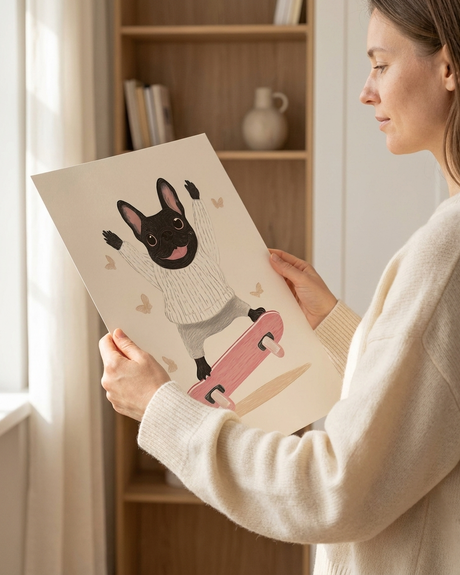 Skateglad Fransk Bulldog plakat