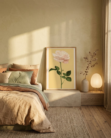 plakat mockup for sart-lyserod-rose-plakat