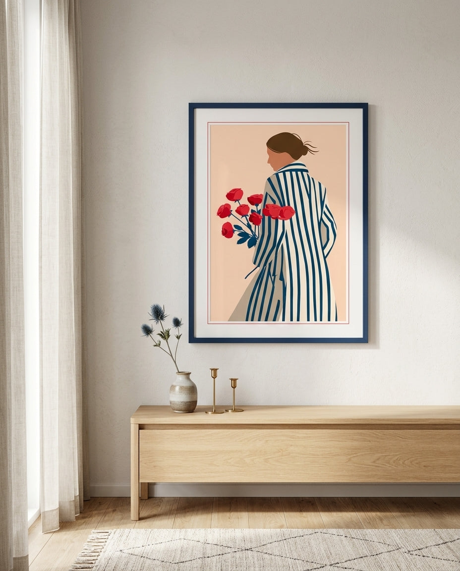stribet-dame-med-roser-plakat-1-368