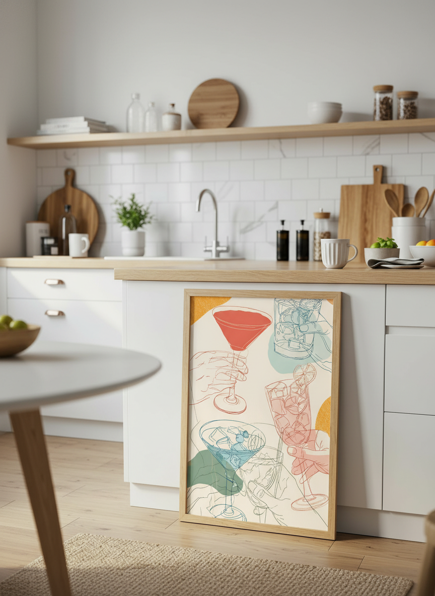skal for cocktails plakat – interiør mockup