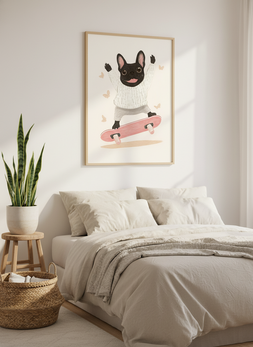 Skateglad Fransk Bulldog plakat