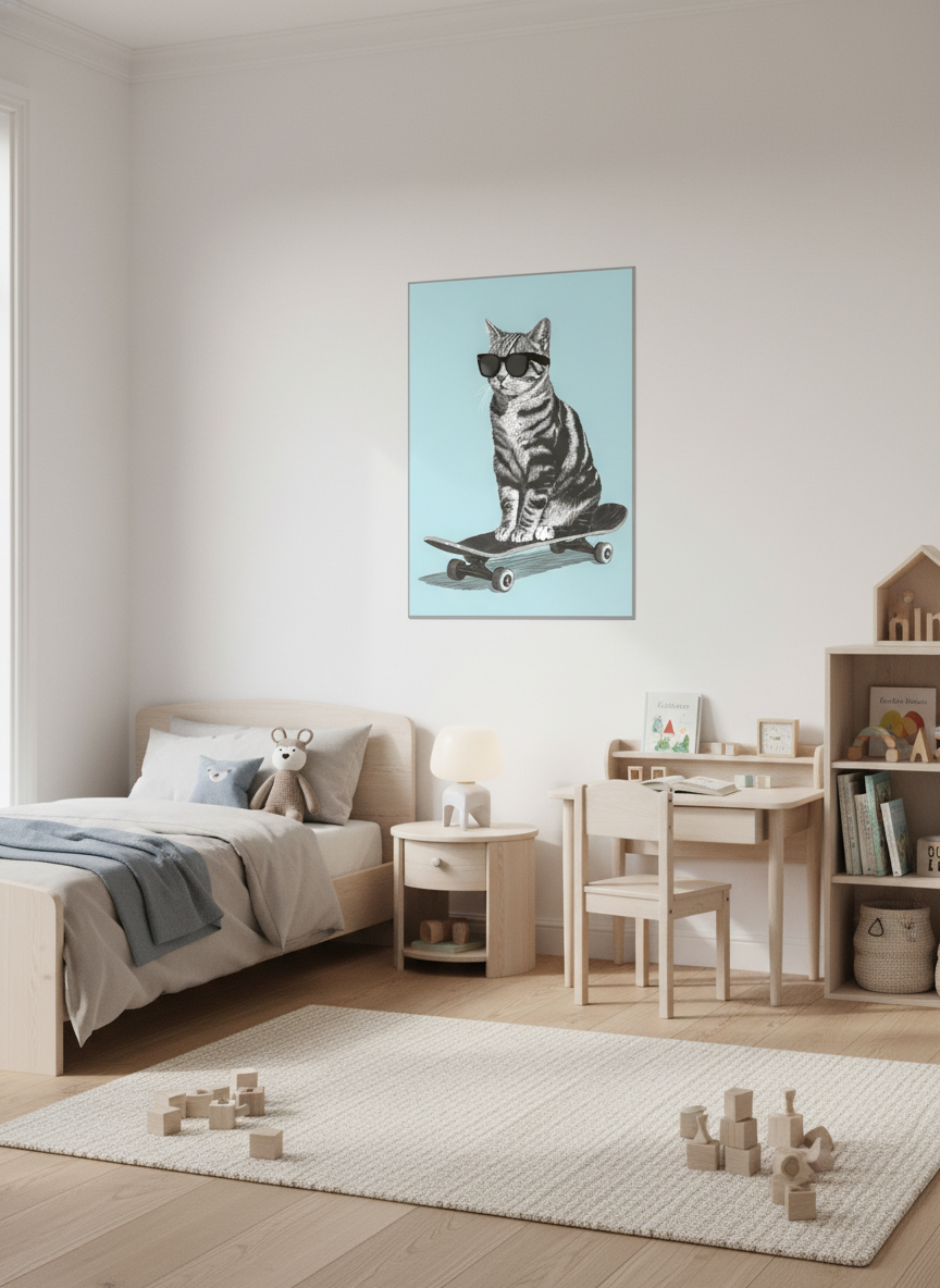 Skatekat i solbriller plakat