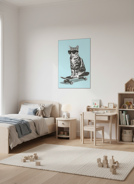 Skatekat i solbriller plakat