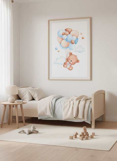 Sød bamse med balloner plakat