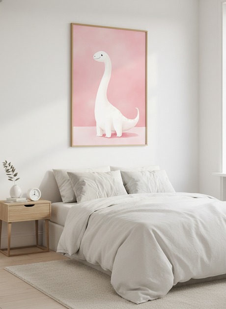 Sød hvid dino plakat