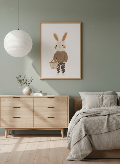 Sød kanin med kurv plakat