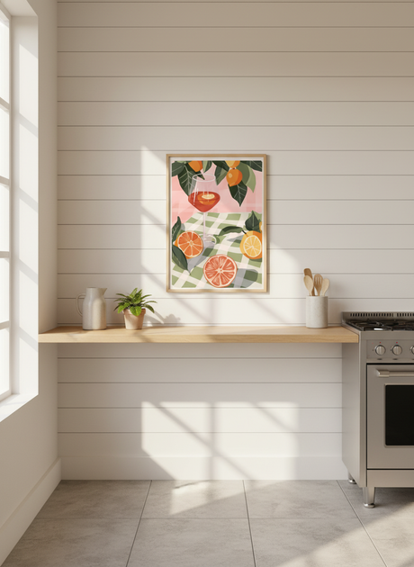 sommercitrus drink plakat – interiør mockup