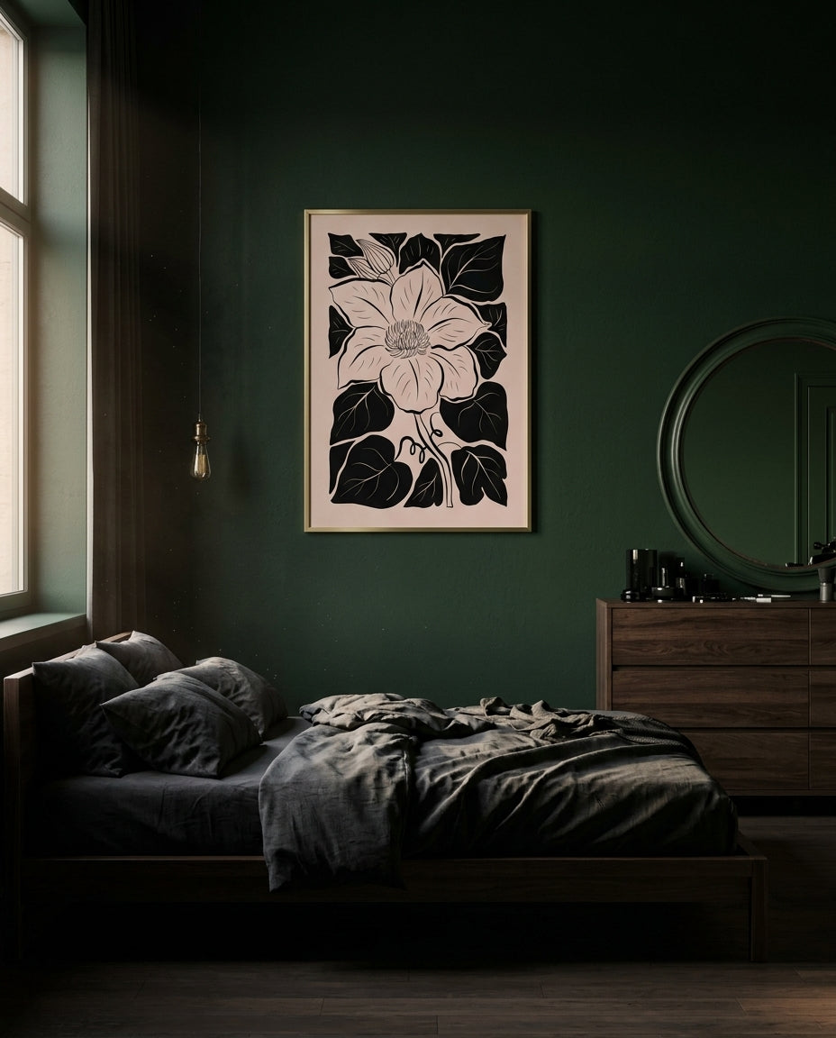 plakat mockup for minimalistisk-blomst-plakat