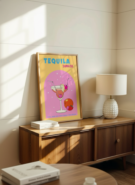 tequila sunrise plakat – interiør mockup