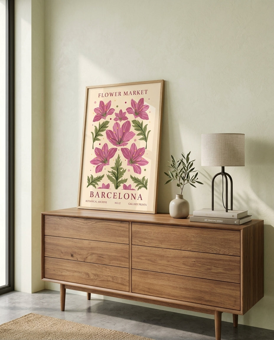 plakat mockup for barcelona-blomster-plakat
