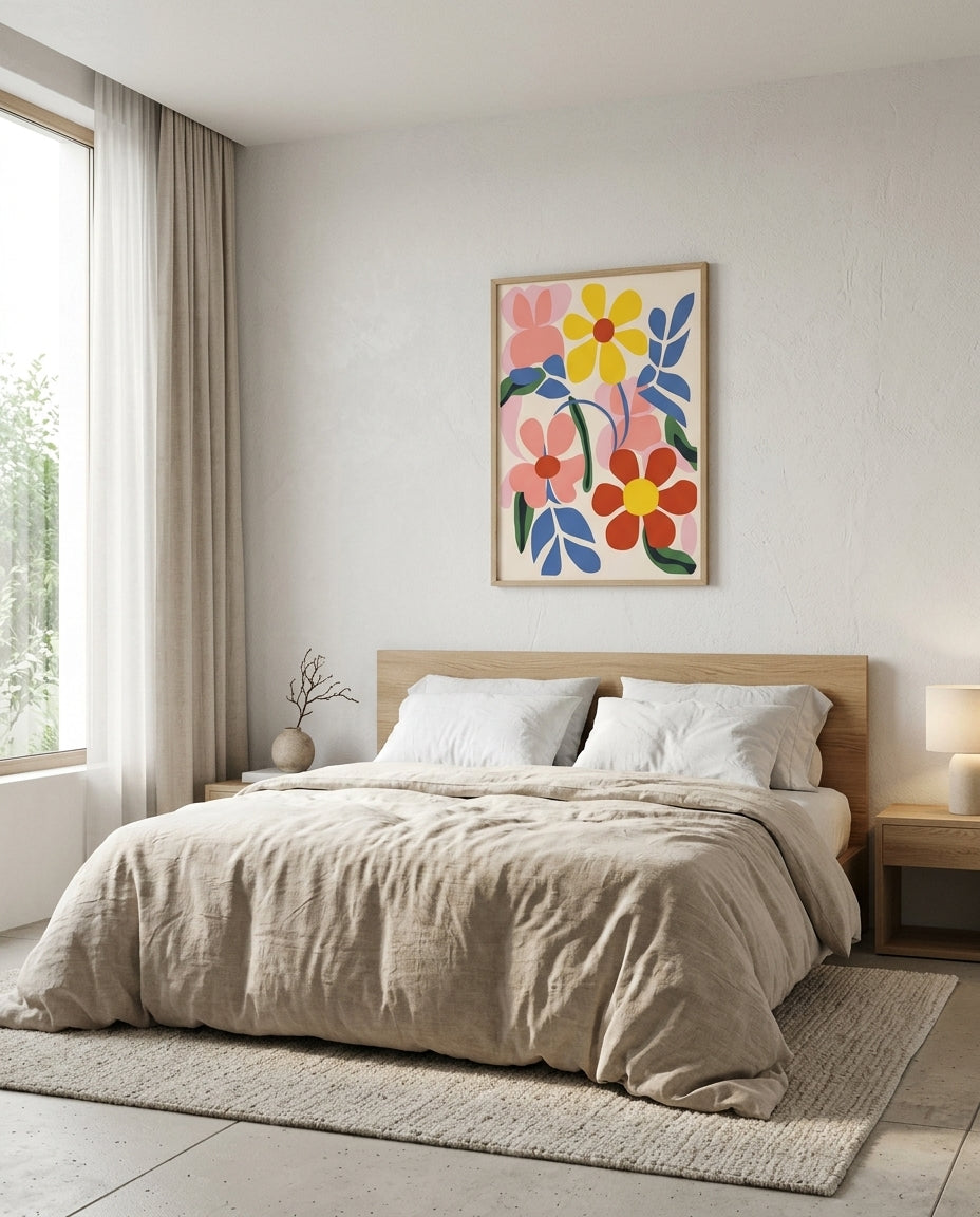 plakat mockup for farverig-blomsterhave-plakat